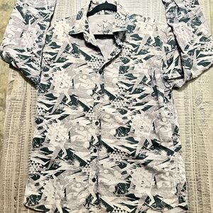 Stylish Men's Abstract Print Shirt in black , charcoal, and Gray by Fishbone